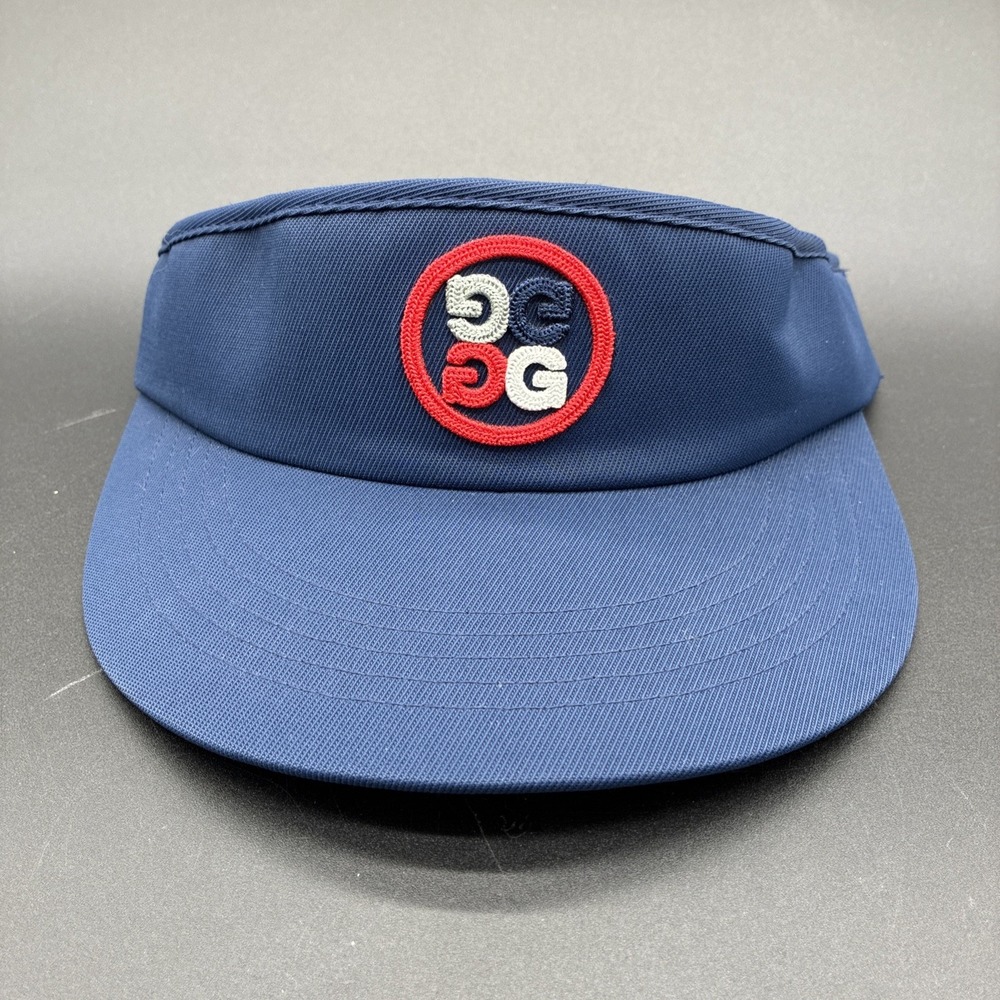 G/FORE Golf Visor Navy Blue Circle G's Logo Red White Adjustable Hat Performance